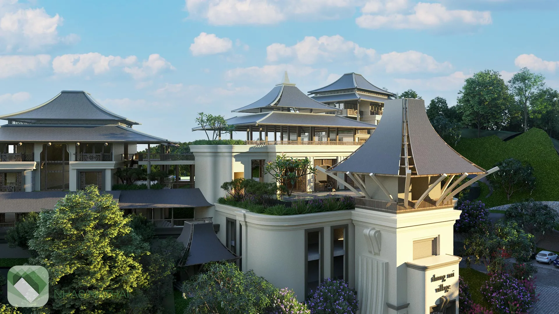 Phối cảnh nhà cộng đồng của resort