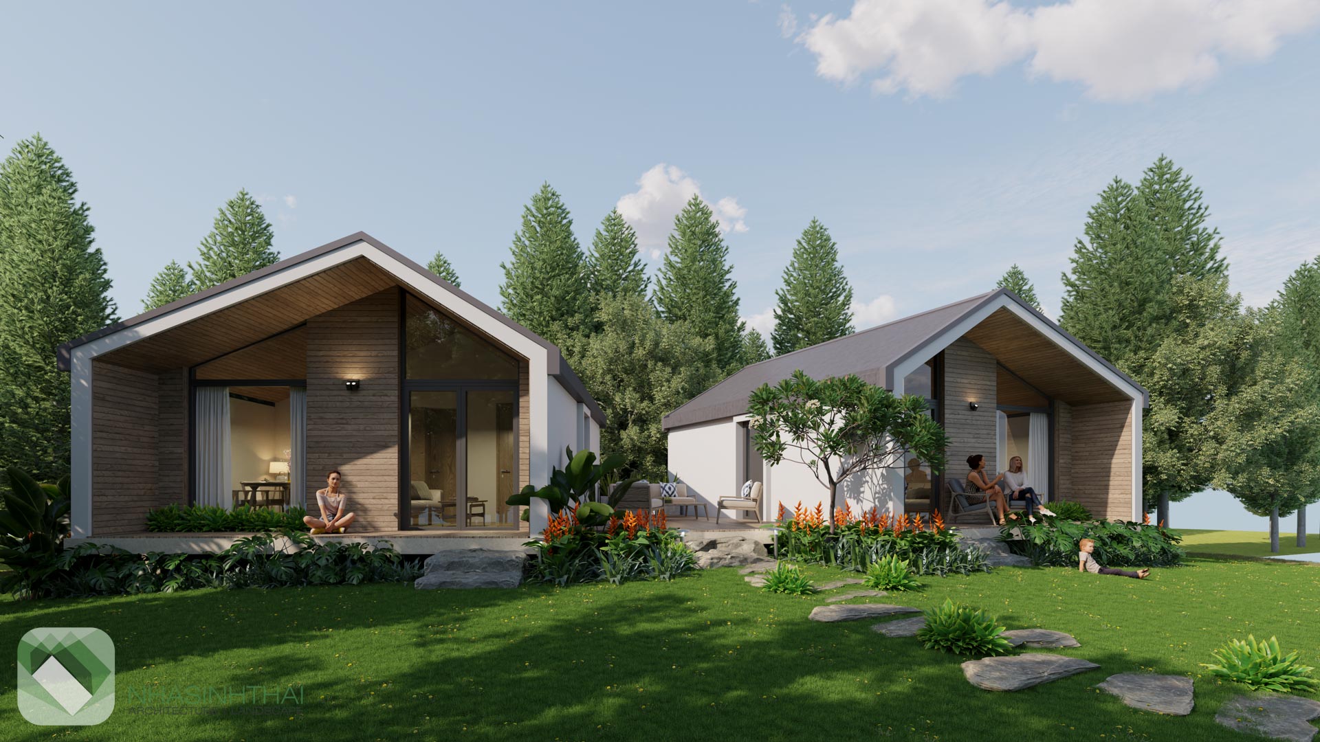 Phối cảnh của nhà sinh thái trong khu sinh thái nghỉ dưỡng