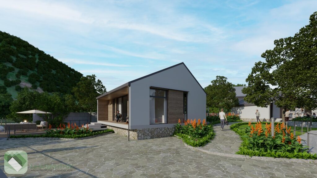 ảnh phối cảnh một căn nhà trong khu sinh thái nghỉ dưỡng