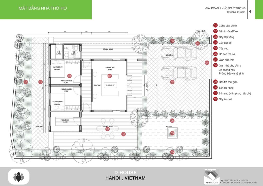 mặt bằng tổng thể nhà thờ họ